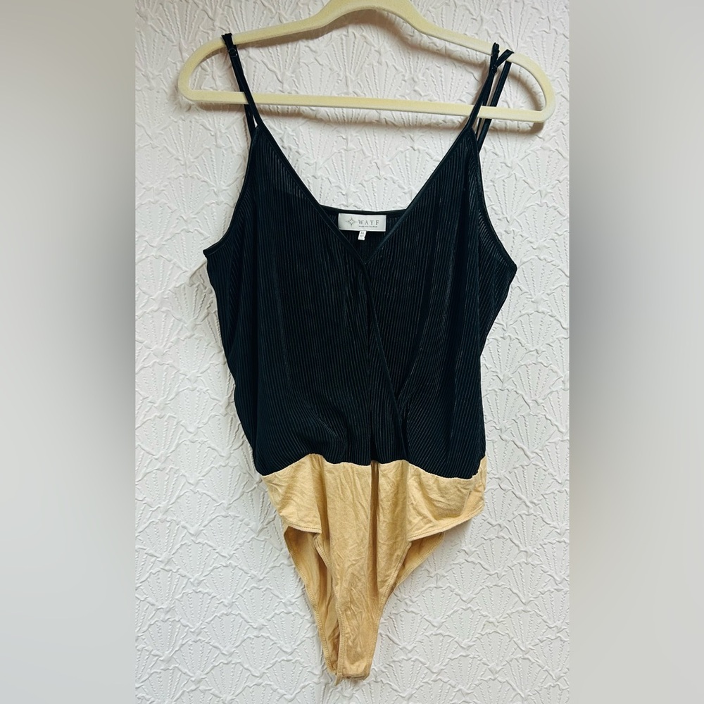 WAYF XL Black Ribbed Bodysuit